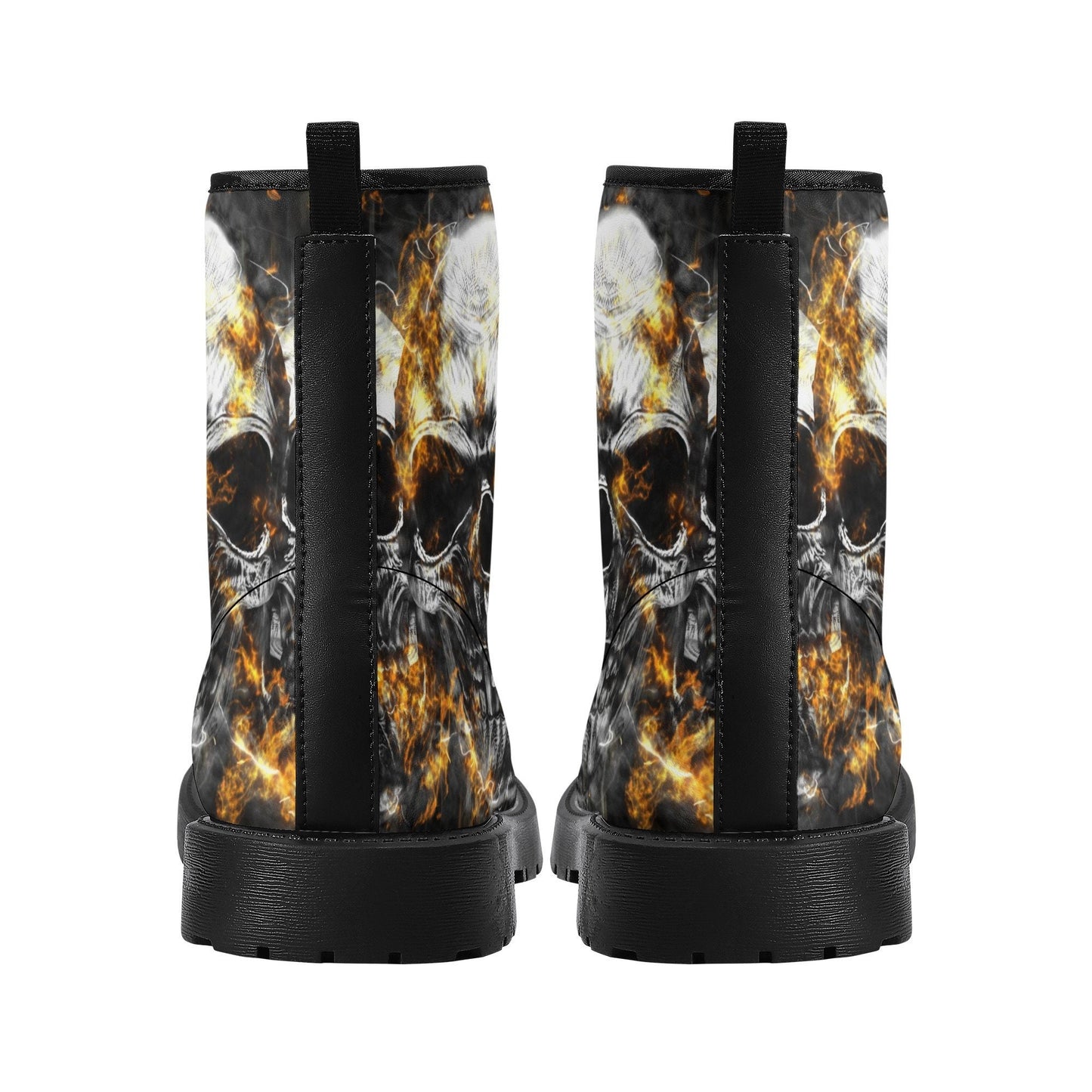 Flaming skull grim reaper boots for men women, Skull in fire gothic women boots skeleton boots, Flame grim reaper leather skull boots shoes