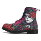 Floral sugar skull girl boots for women grim reaper gothic women boots Halloween Candy skull skeleton boots, rose mexico skull leather boots