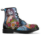 Floral sugar skull girl boots for women grim reaper gothic women boots Halloween Candy skull skeleton boots, rose mexico skull leather boots