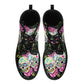 Candy skull day of the dead leather boots, Sugar Mexico skull boots for men women, Dia de los muertos skull boots shoes, Floral skull boots