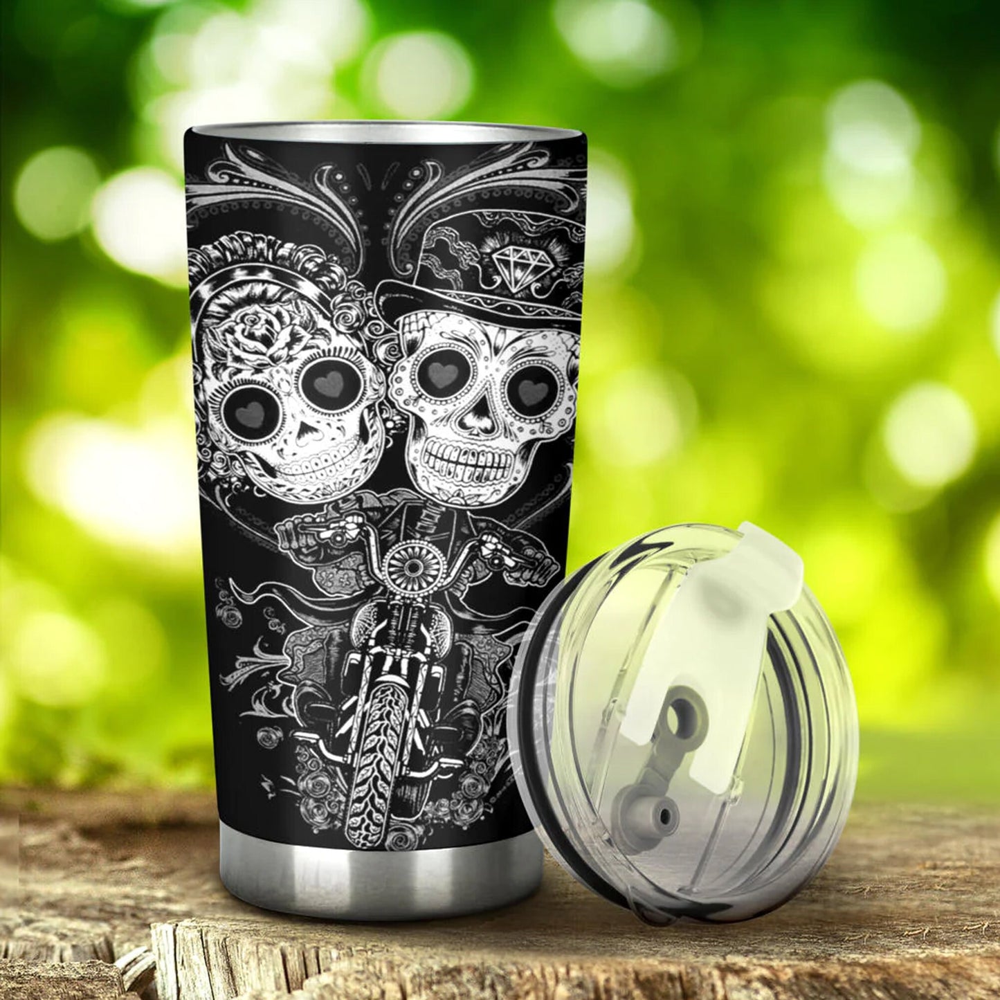 Sugar skull couple tumbler, Candy skull cat cup mug tumblr sugar skull love tumbler cup, skull mug tumbler day of the dead cat skull tumbler