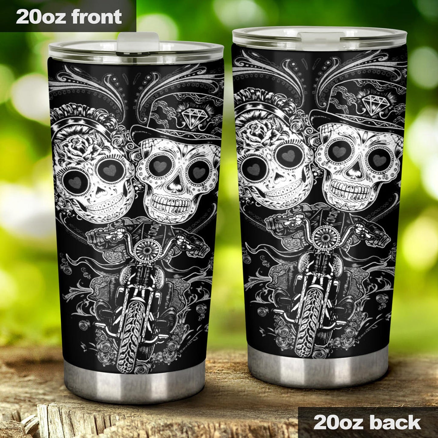 Sugar skull couple tumbler, Candy skull cat cup mug tumblr sugar skull love tumbler cup, skull mug tumbler day of the dead cat skull tumbler
