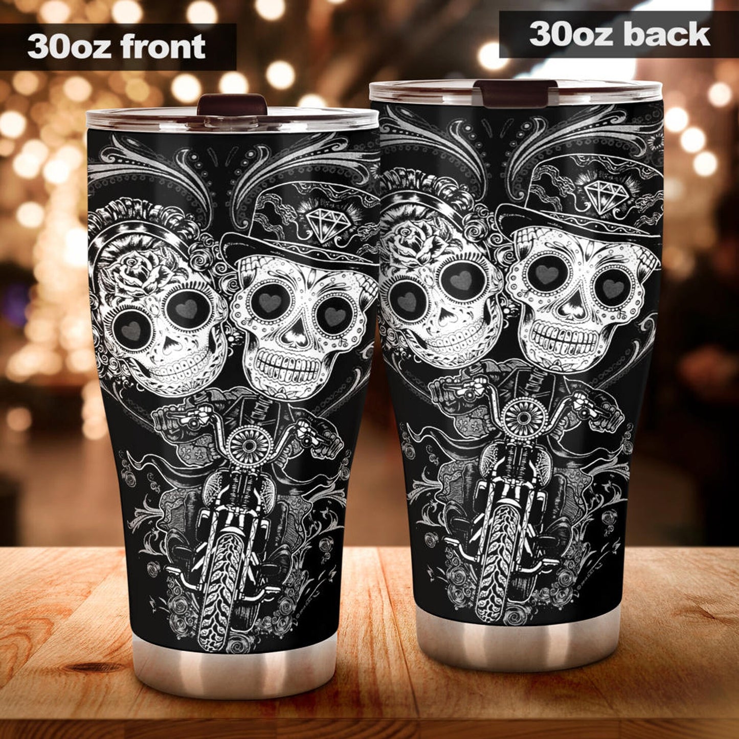 Sugar skull couple tumbler, Candy skull cat cup mug tumblr sugar skull love tumbler cup, skull mug tumbler day of the dead cat skull tumbler