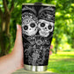 Sugar skull couple tumbler, Candy skull cat cup mug tumblr sugar skull love tumbler cup, skull mug tumbler day of the dead cat skull tumbler
