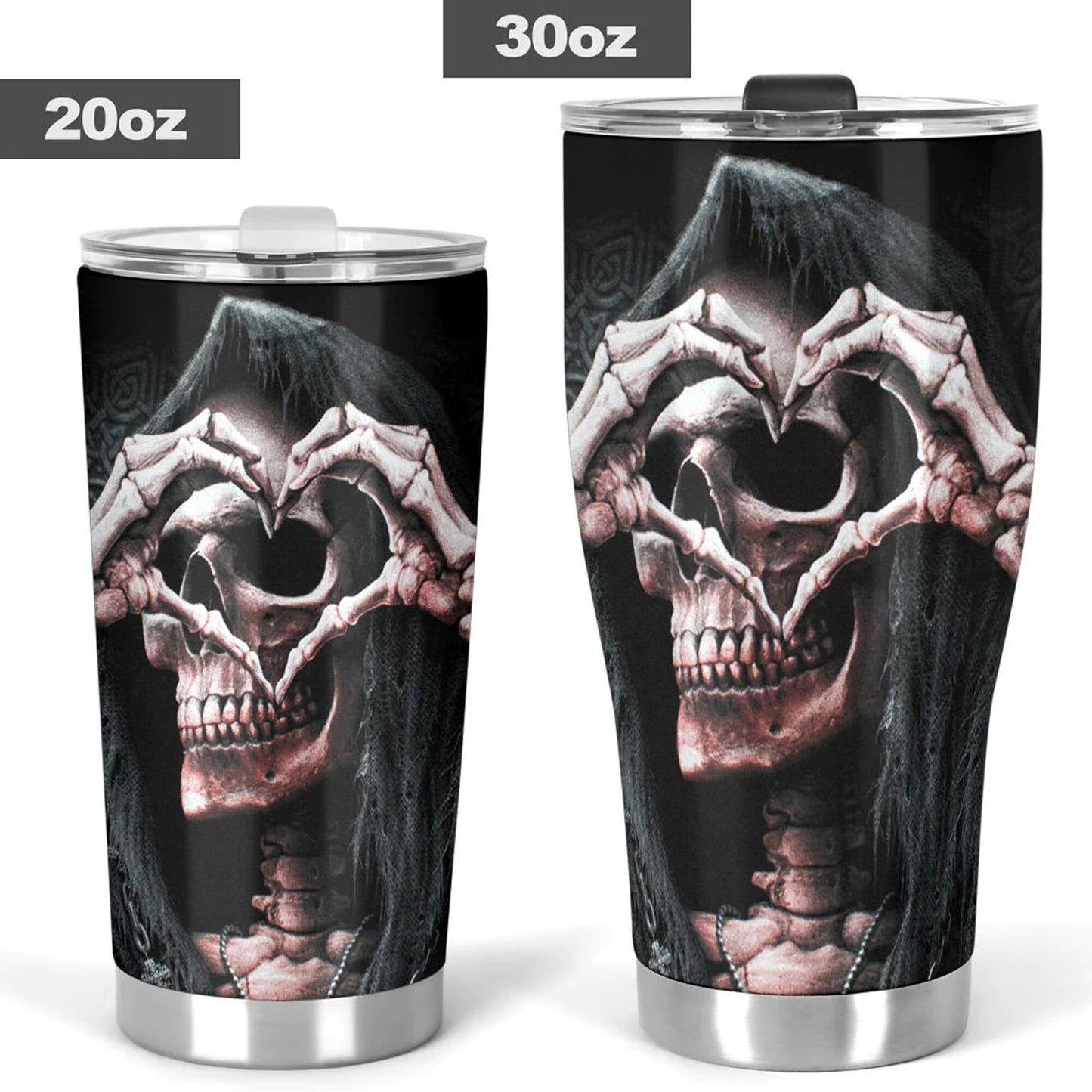 Grim reaper skull tumbler Goth skull cup mug Halloween skull tumbler Gothic skull mug tumbler skull heart mug, punisher skull gothic mug cup