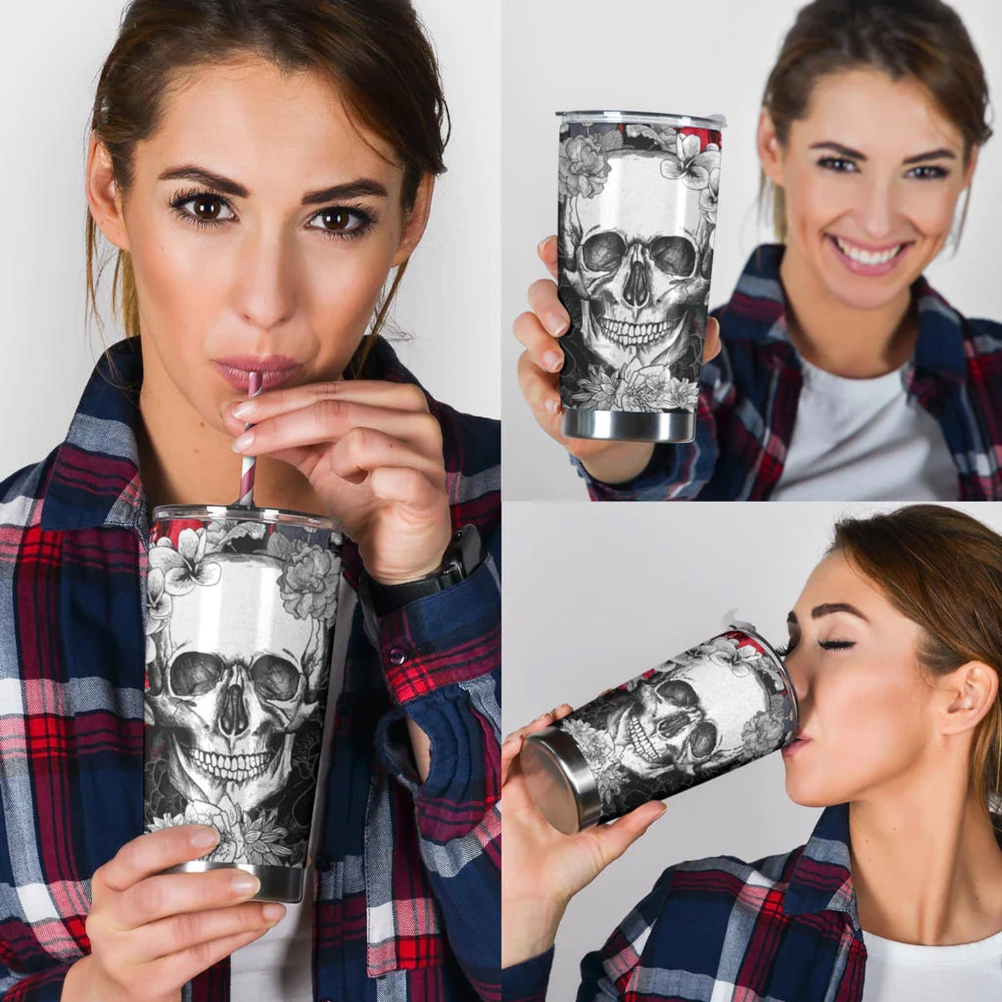 Floral skull tumbler cup Goth skull cup mug Halloween skull tumbler Rose skull mug tumbler skull heart mug, Christmas skull gothic mug cup