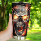 Flaming skull tumbler cup Goth skull cup mug Halloween skull tumbler Fire skull mug tumbler skull heart mug, Christmas skull gothic mug cup