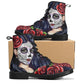 Sugar skull day of the dead girl leather boots, Sugar skull girl boots men women, Mexican calaveras skull girl boots shoes sugar skull boots