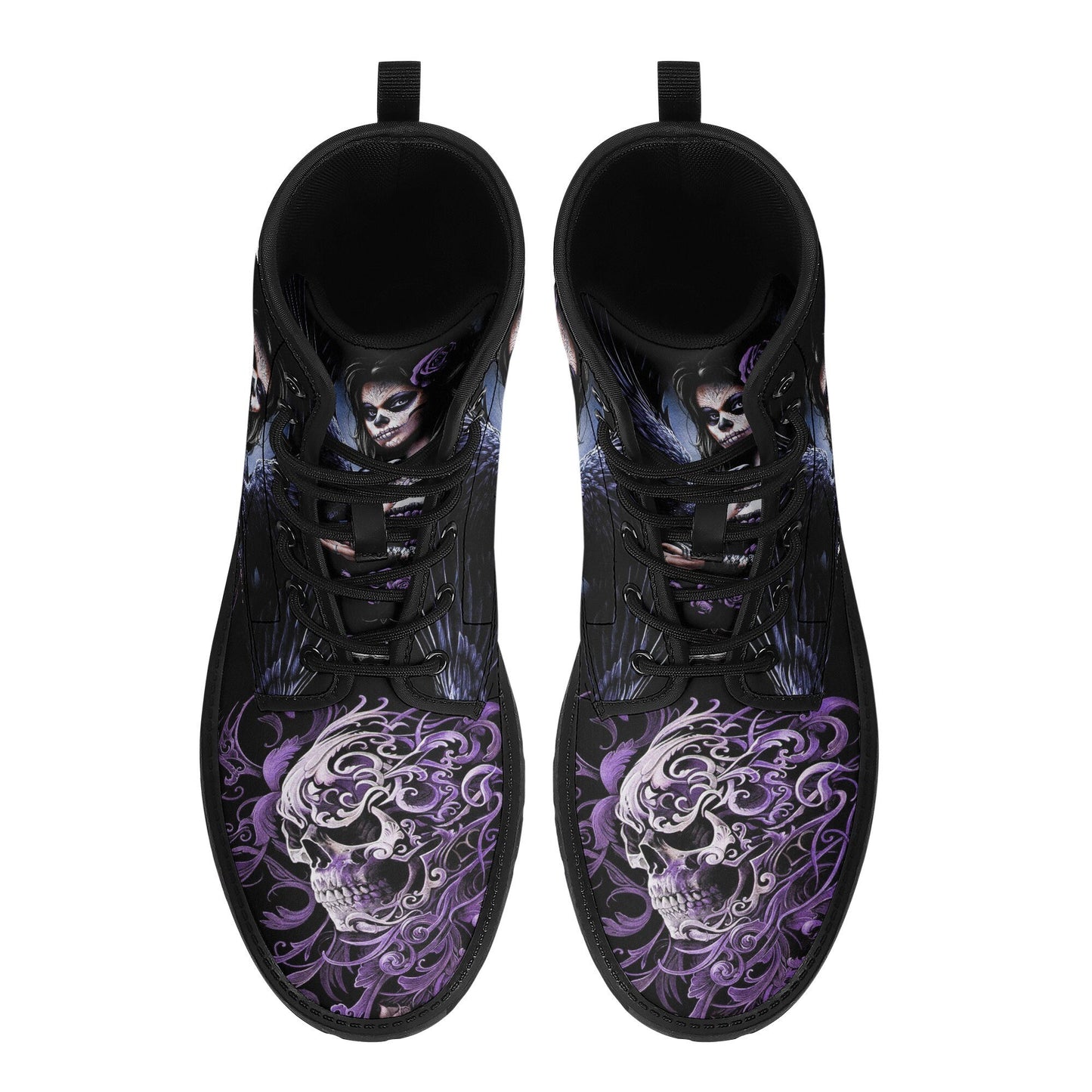 Sugar skull day of the dead girl leather boots, Candy skull girl boots men women Dia de los muertos skull girl boots shoes sugar skull boots