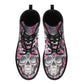 Floral skull men women boots, Floral skull boots, skeleton horror halloween skull boots, Punisher skull grim reaper leather rose skull boots