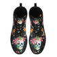 Floral skull men women boots, Floral skull boots, skeleton horror halloween skull boots, Gothic skull grim reaper leather rose skull boots