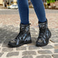Grim reaper skull men women boots, Punisher horror gothic boots, Halloween skull boots, Skeleton skull grim reaper leather rose skull boots