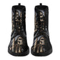 Grim reaper men women boots, Punisher horror gothic skull boots, Halloween skull boots, Skeleton skull grim reaper leather rose skull boots