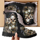 Grim reaper men women boots, Punisher horror Biker skull boots, Halloween skull boots, Motorcycle skull grim reaper leather rose skull boots