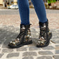 Grim reaper men women boots, Punisher horror Biker skull boots, Halloween skull boots, Motorcycle skull grim reaper leather rose skull boots