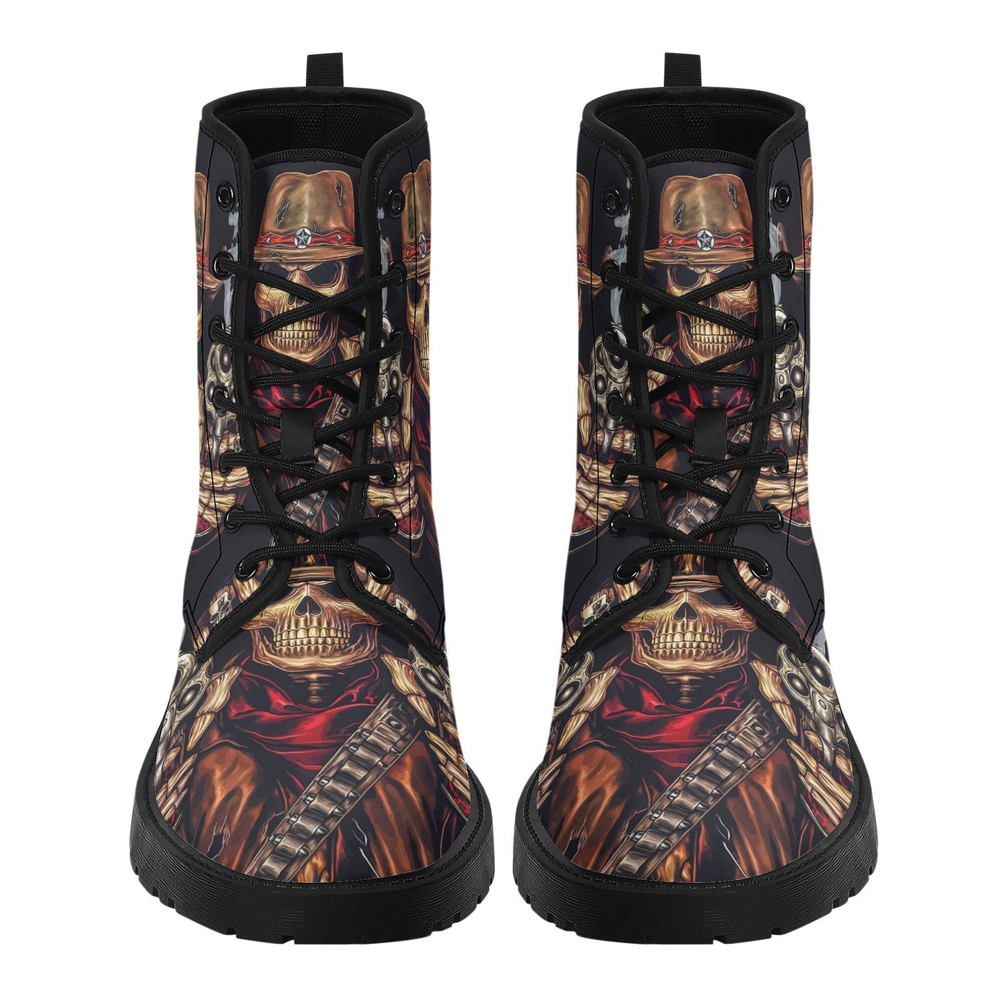 Grim reaper skull men women boots, Punisher horror gothic boots, Halloween skull boots, Skeleton skull grim reaper leather rose skull boots