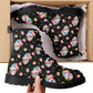 Floral skull day of the dead leather boots, Calaveras Sugar skull boots men women, Dia de los muertos skull boots shoes, Candy skull boots