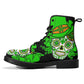 Saint Patrick's Day sugar skull leather boots, Sugar skull boots men women, Dia de los muertos skull boots shoes Calaveras Candy skull boots