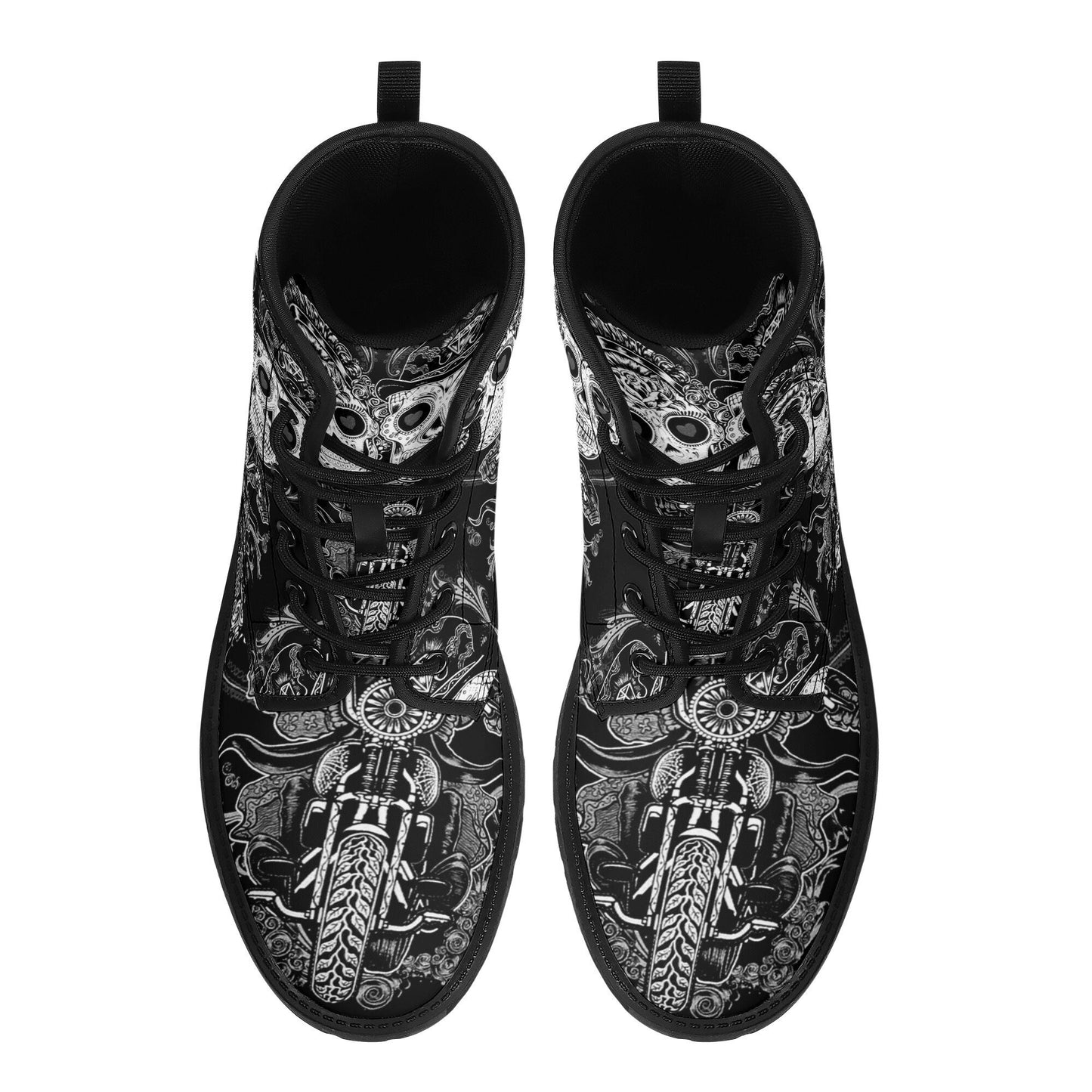 Sugar skull love day of the dead leather boots Calaveras skull boots men women Dia de los muertos Mexico skull boots shoes Candy skull boots