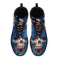 Gothic reaper men women boots, horror Skeleton skull boots, Halloween skull boots, Flaming skull grim reaper leather skull in fire boots
