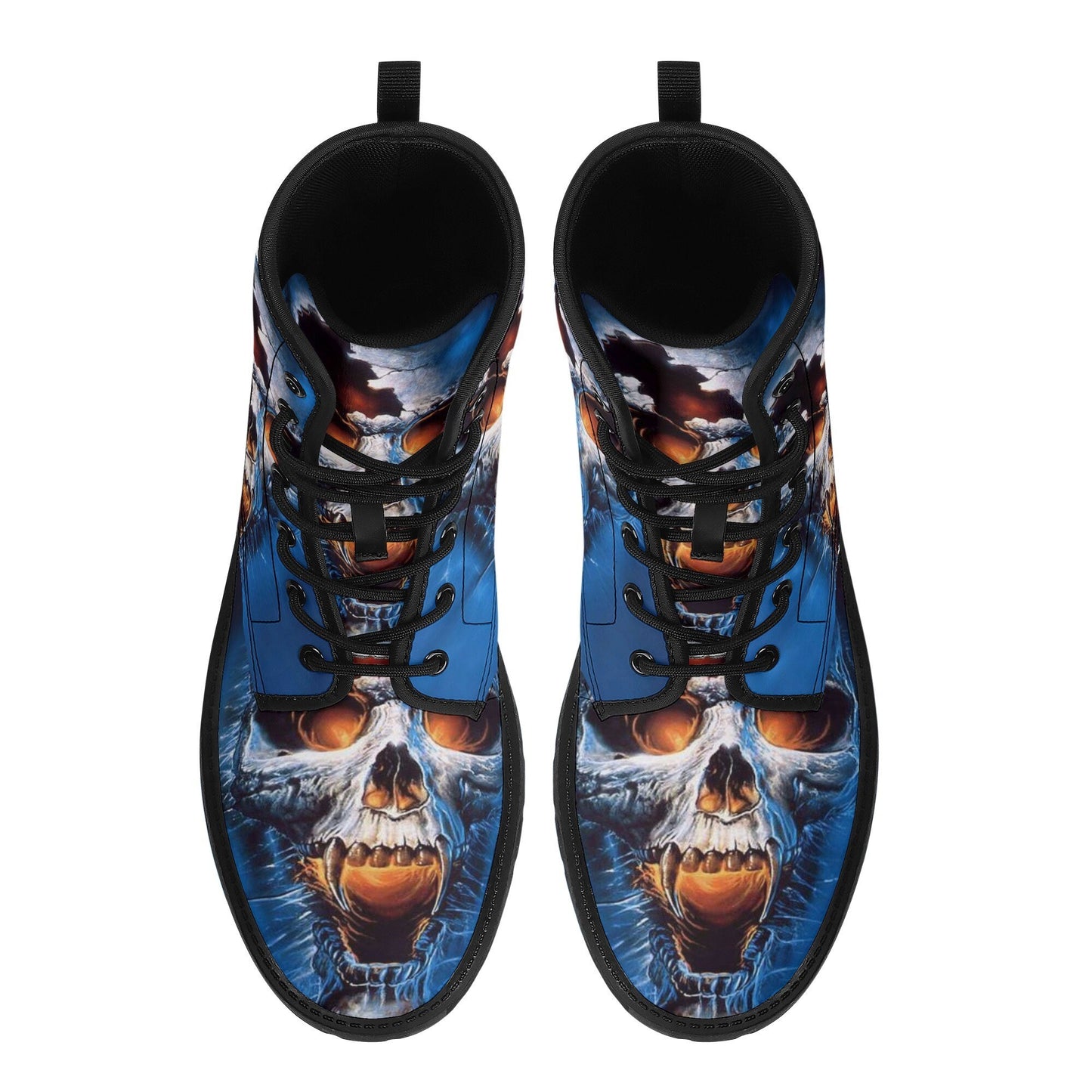 Gothic reaper men women boots, horror Skeleton skull boots, Halloween skull boots, Flaming skull grim reaper leather skull in fire boots