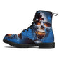 Gothic reaper men women boots, horror Skeleton skull boots, Halloween skull boots, Flaming skull grim reaper leather skull in fire boots