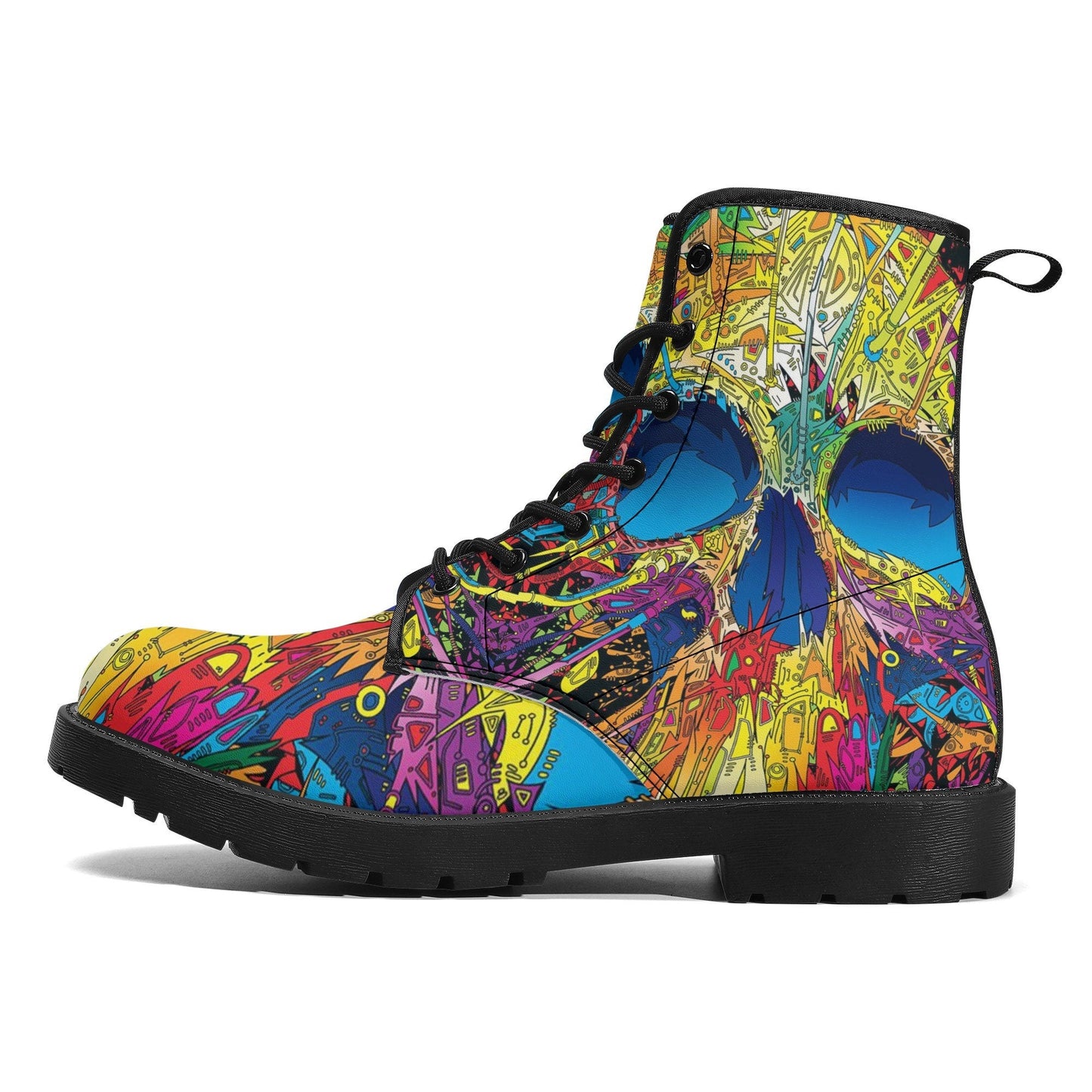 Floral skull grim reaper boots, Halloween Skeleton skull boots, Gothic pattern boots, Death skull grim reaper leather skull in fire boots