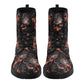 Gothic grim reaper leather boots, Halloween Skeleton skull boots, Gothic pattern boots, Horror skull punisher leather skull in fire boots