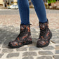Gothic grim reaper leather boots, Halloween Skeleton skull boots, Gothic pattern boots, Horror skull punisher leather skull in fire boots