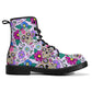 Calaveras skull day of the dead leather boots Sugar Calaveras skull boots men women, Dia de los muertos skull boots shoes, Candy skull boots