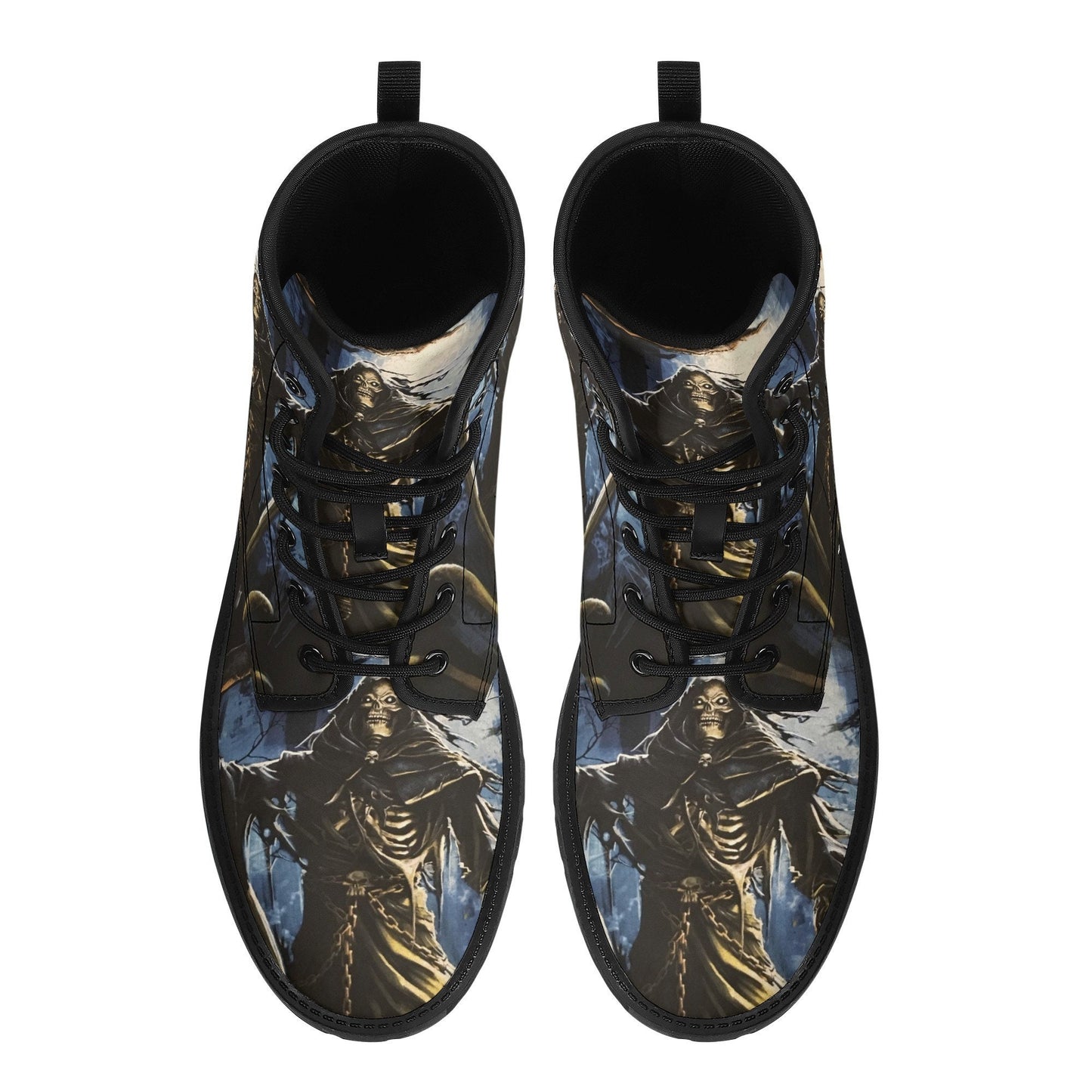 Gothic grim reaper leather boots, Halloween Death skull boots, Christmas skull boots, Horror skull punisher leather skull evil boots shoes