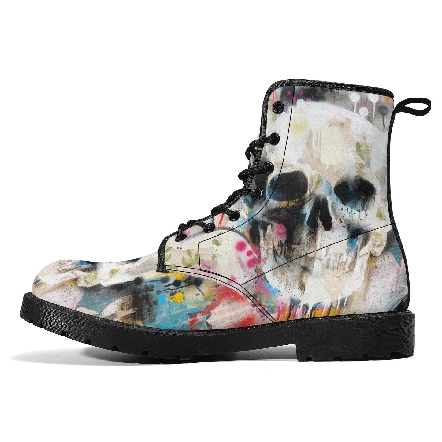 Halloween Goth skull boots, Gothic grim reaper leather boots, Skeleton skull boots, Horror skull punisher leather skull evil boots shoes