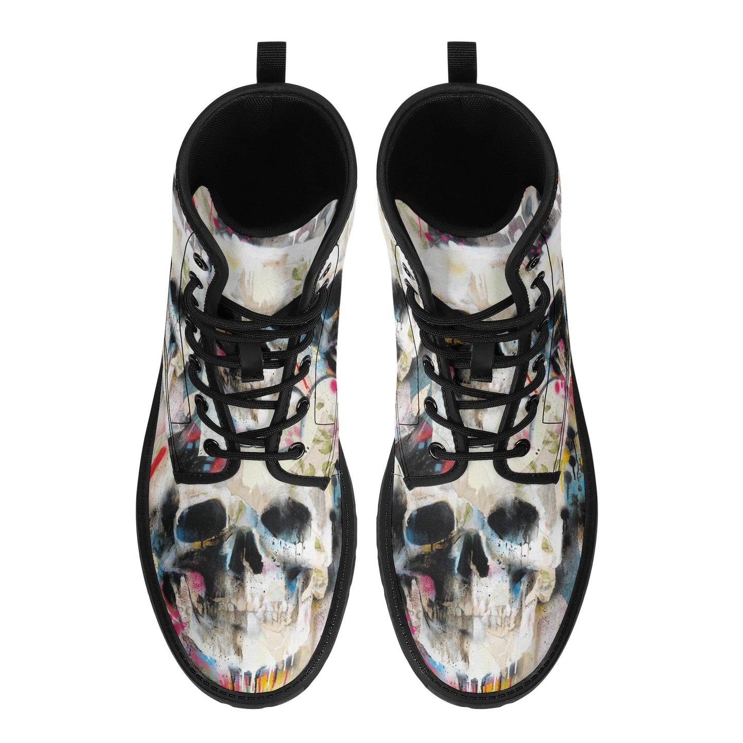 Halloween Goth skull boots, Gothic grim reaper leather boots, Skeleton skull boots, Horror skull punisher leather skull evil boots shoes