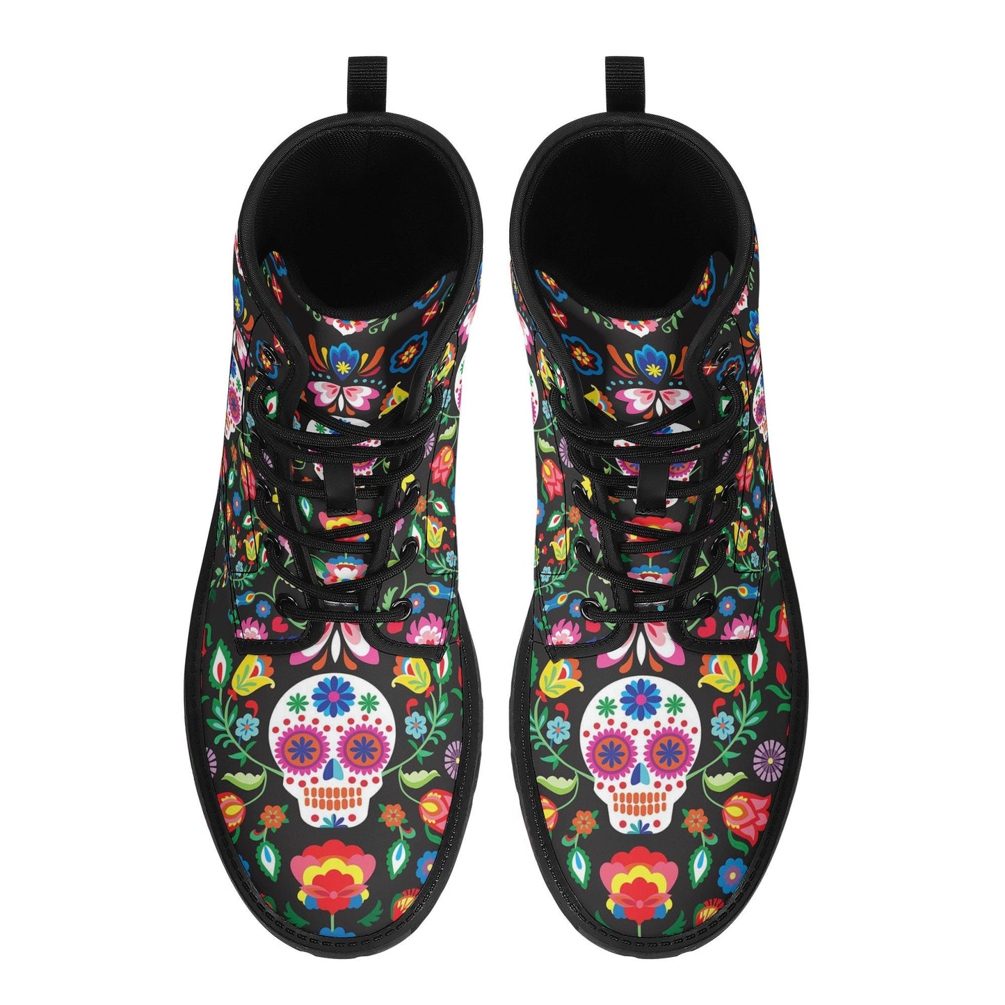 Dia de los muertos skull boots shoes, Mexican skull day of the dead leather boots Sugar Calaveras skull boots men women, Candy skull boots