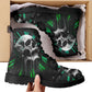 Gothic grim reaper leather boots, Halloween Goth skull boots, Christmas skull boots, Horror skull punisher leather skull evil boots shoes