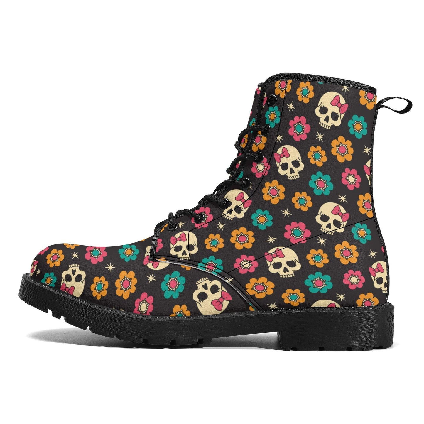 Floral skull Halloween Goth skull boots Gothic skull leather boots Horror punisher leather boots skull boots shoes Grim reaper leather boots