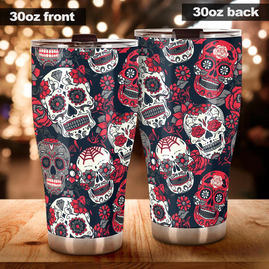 Day of the dead tumbler, sugar skull cup mug tumbler, Dia de los muertos  skull tumbler mug cup candy skull calaveras gothic mug cup tumbler
