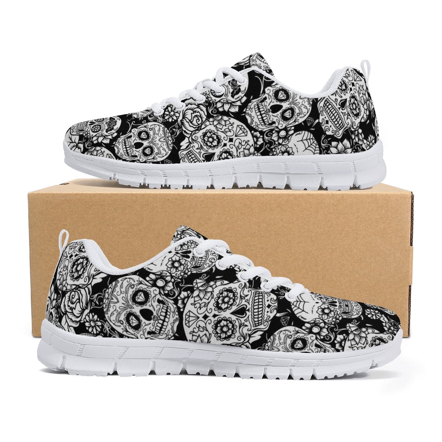 Sugar skull sneakers shoes, Candy skull running shoes, Day of the dead Mexican skull sneaker running shoes, sugar skull gothic running shoes
