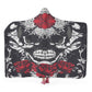 Rose skull fleece blanket, flame skull throw hooded, death skull warm blanket, halloween sherpa blanket, skull christmas hooded blanket