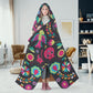 Mexican skull warm blanket, mexico hoodie blanket day of the dead sherpa blanket floral skull flannel hooded mexican skull christmas blanket