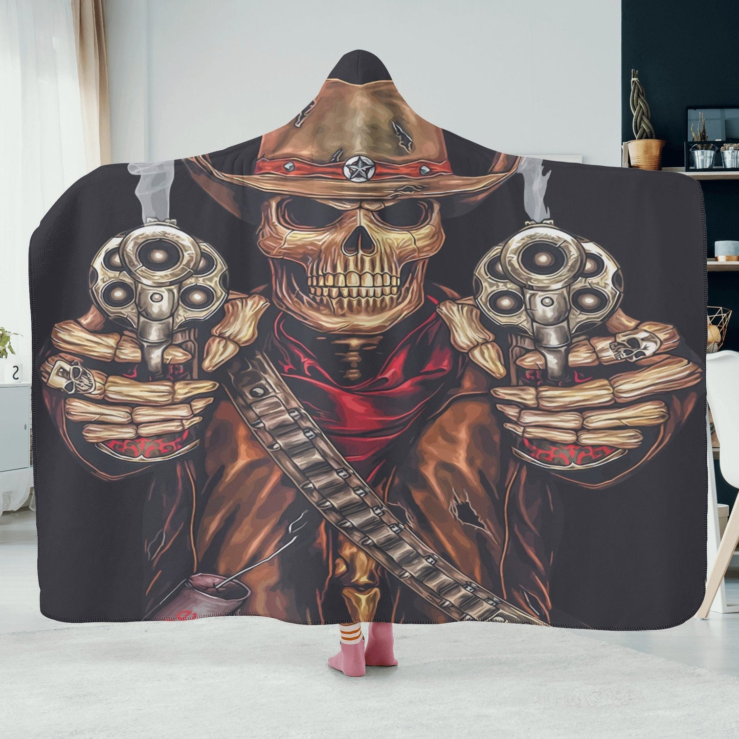 Death skull christmas hoodie, evil throw hooded, death skull warm blanket, biker skull blanket hoodie, floral skull flannel hooded