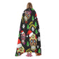Christmas sugar skull hooded fleece blanket, day of the dead hoodie blanket, candy skull blanket hoodie, floral sugar skull hooded blanket