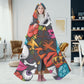 Halloween sherpa blanket, floral skull hoodie blanket, horror fleece blanket, floral skull sherpa blanket, grim reaper warm blanket hoodie