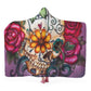 Candy skull throw hooded, floral skull christmas hooded blanket, mexico hooded fleece blanket, candy skull christmas hooded blanket fleece