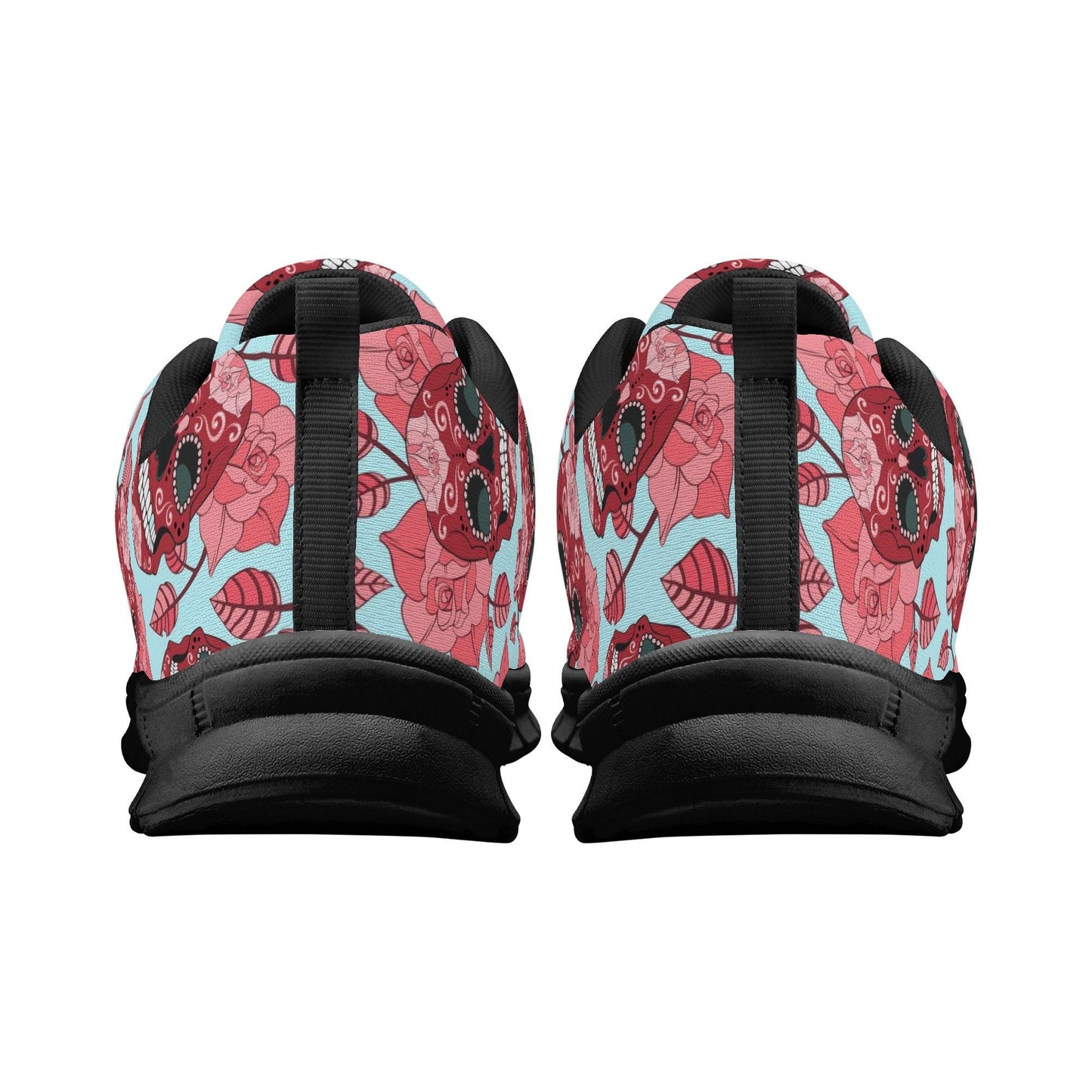 Floral skull lighweight running shoes, mexico athletic running shoes, floral skull lifestyle footwear, dia de los muertos skull running shoe