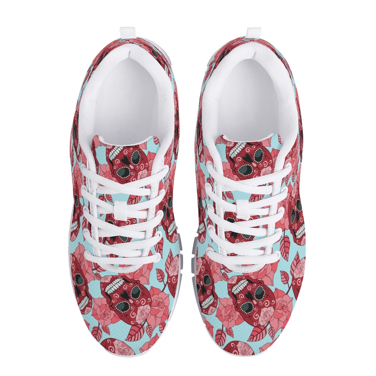 Floral skull lighweight running shoes, mexico athletic running shoes, floral skull lifestyle footwear, dia de los muertos skull running shoe