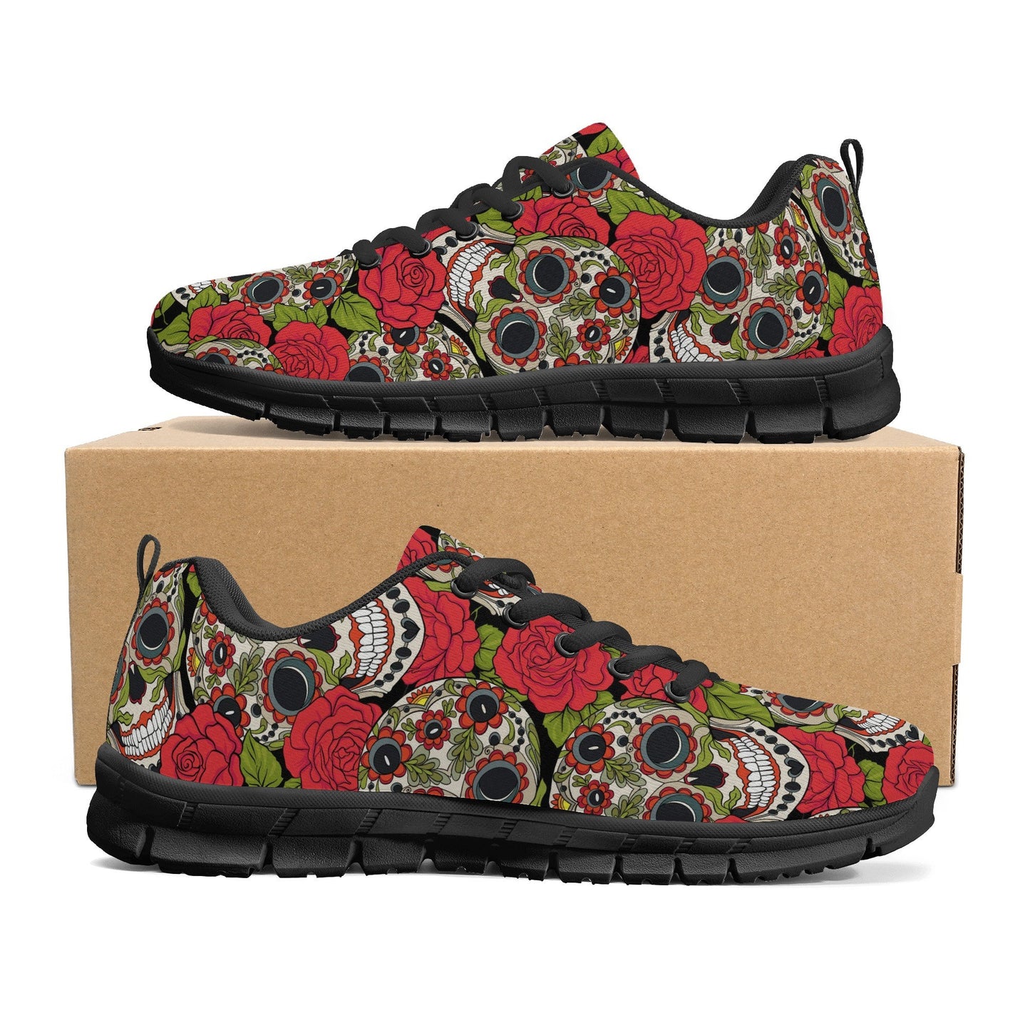 Mexico running sneakers, floral sugar skull athletic running shoes, calaveras skull shoes, mexico breathable sneakers, sugar skull shoes