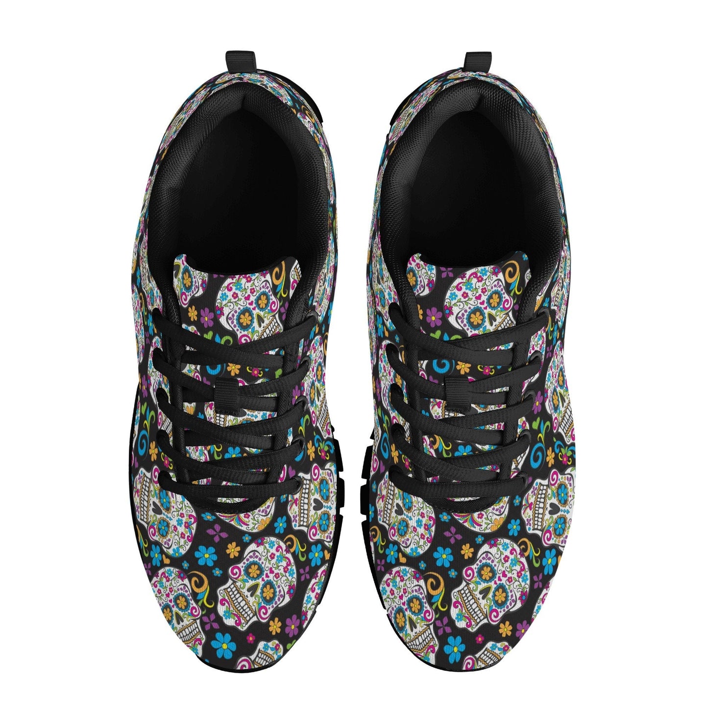 Floral sugar skull unisex sneakers, dia de los muertos skull lifestyle footwear, floral skull lifestyle footwear, floral sugar skull shoes