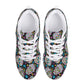 Floral sugar skull unisex sneakers, dia de los muertos skull lifestyle footwear, floral skull lifestyle footwear, floral sugar skull shoes