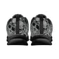 Grim reaper athletic running shoes, gothic skull athletic sneakers, flame skull breathable sneakers, biker skull shoes, flower skull shoes